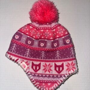 The North Face Pink and Purple Infant/Toddler Stocking Cap with Earflaps